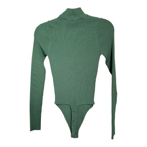 New Good American Ribbed Green Bodysuit from Revolve Size Small - Picture 3 of 4